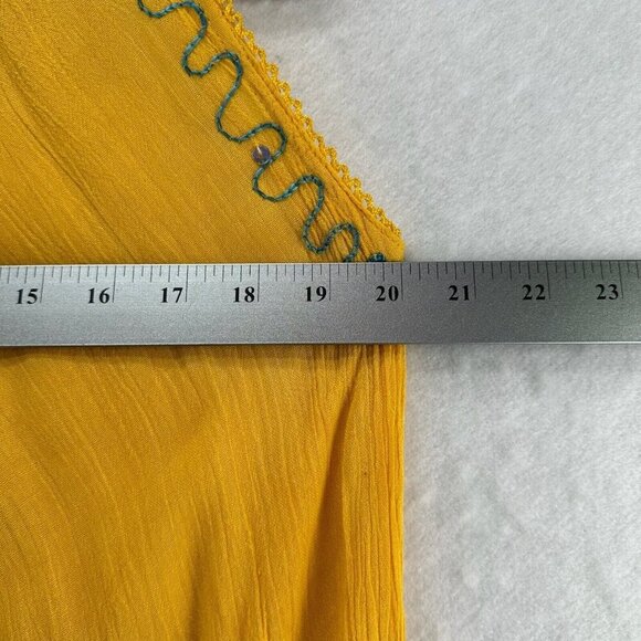 Sunflower Dress FS Tank Mini Floral Embroidered Tie Dye Crinkled Gauze Yellow - Picture 10 of 11